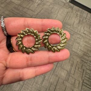 Round Gold Leaf Earrings